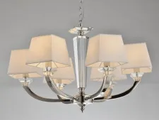 NEWPORT 11400 11406/C , Люстра, Nickel Clear crystal Shade white D70*H43/145 cm E14 6*40W