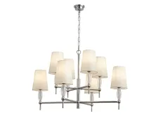 NEWPORT 4370 4378/C chrome , Люстра, Chrome Clear glass Shade white D85*46,5/90 cm E14 8*40W