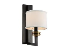NEWPORT 3400 3401/A , Бра, Black+gold Shade beige L17*H37*Sp27 cm E14 1*40W