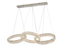 NEWPORT 8240 8243N/S chrome , Люстра, Chrome Сlear crystal L130*50*H250 cm D50*3 rings LED 117W 12000Lm 3100-4000K, Spotlight 2*3W