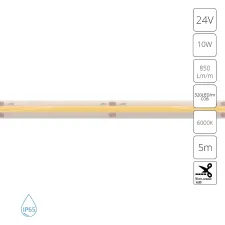 Светодиодная лента 24V 10W/m 6000К 5м IP65 Arte Lamp AQUA LANE A2432008-06-6K