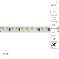 Светодиодная лента 48V 14,4W/m 4000К 10м IP20 Arte Lamp TAPE A4812010-08-4K