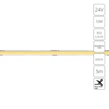 Светодиодная лента 24V 10W/m 6000К 5м IP20 Arte Lamp LANE A2432005-03-6K