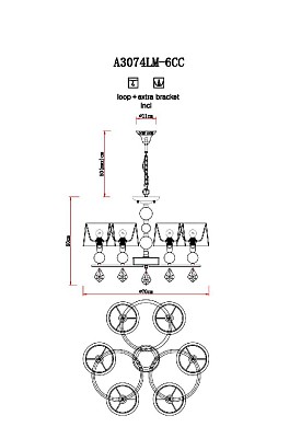 Люстра потолочная Arte Lamp PROMESSA A3074LM-6CC